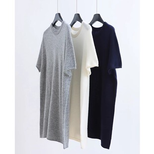 无缝一套荃羊毛中袖针织衫圆领时髦ROW风毛衣中长款毛衣秋冬上衣