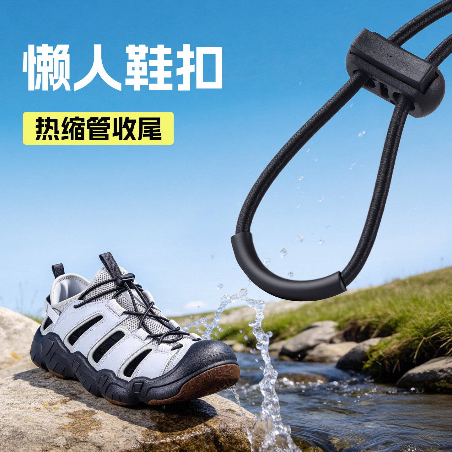 免系鞋带卡扣户外越野鞋扣溯溪鞋配件热缩管免绑免系懒人快速抽绳