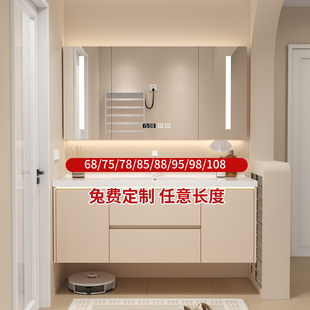 奶油风浴室柜洗脸盆柜组合陶瓷一体盆定制65/75/85/95/98/105/108