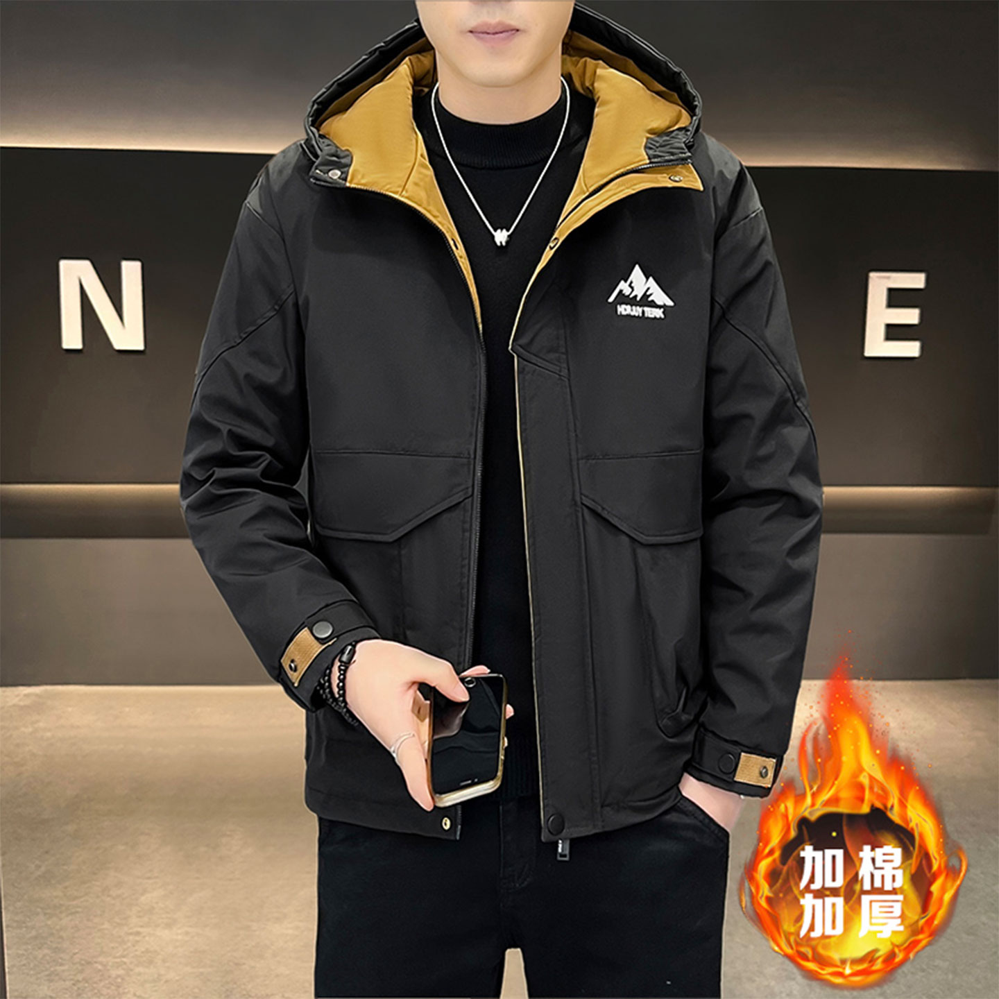 羽绒棉服男士外套秋冬季