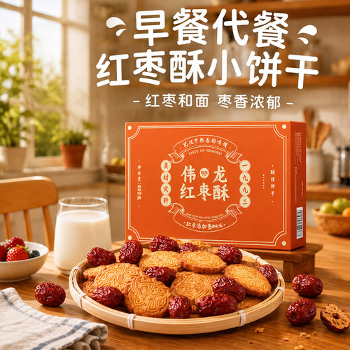 伟龙红枣酥饼干400g枣香浓郁
