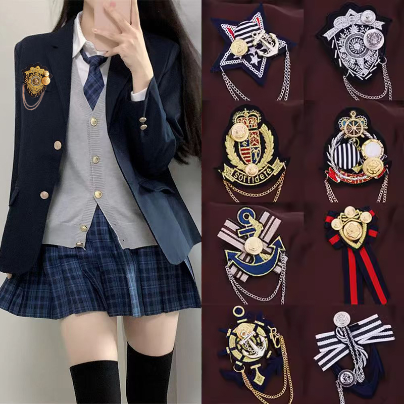2025新款学院风徽章胸针男女布艺jk胸针学生制服西装勋章配饰品