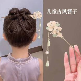 2025古风汉服马面裙配饰簪子女童发簪儿童古装头饰中国风步摇发饰