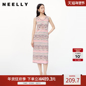 无袖 NEELLY纳俪商场同款 春新款 背心连衣裙女设计感多彩亮眼长裙