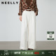 女舒适宽松直筒长裤 白色高腰牛仔裤 春秋新款 NEELLY纳俪商场同款