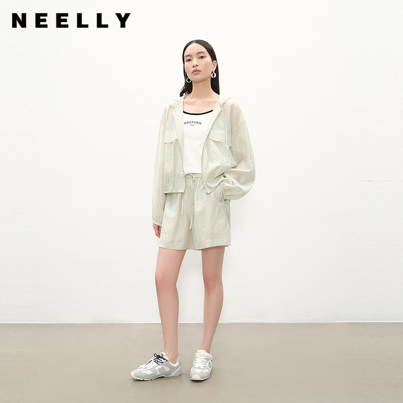NEELLY纳俪商场同款夏季新款休闲防晒短外套女休闲透气短裤两件套