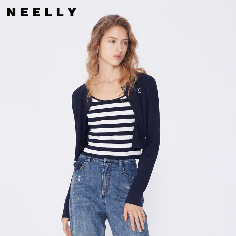 NEELLY商场同款条纹针织两件套