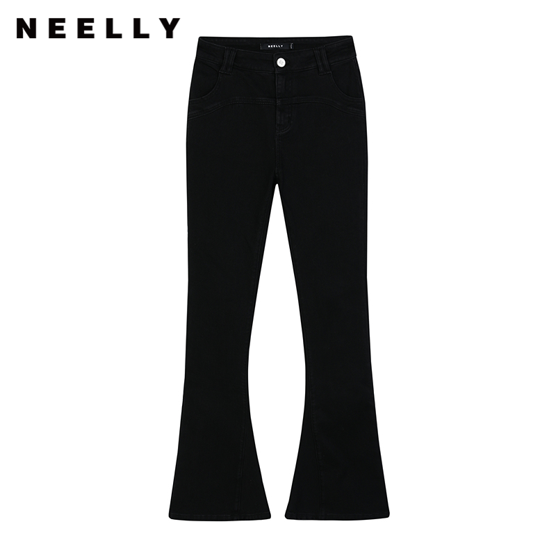 NEELLY纳俪商场同款冬季新款时尚显瘦微喇休闲裤女通勤舒适长裤