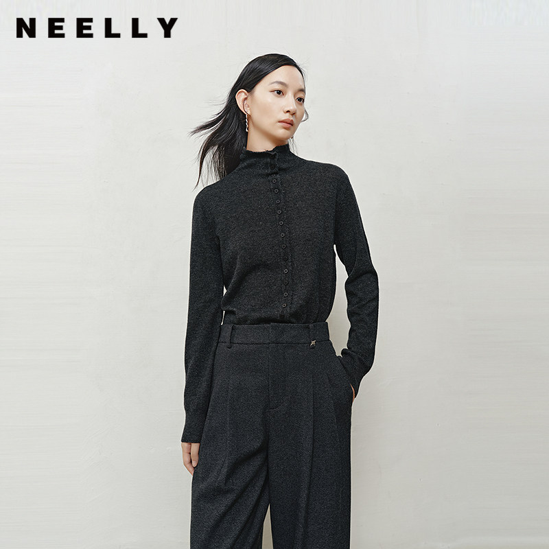 NEELLY纳俪商场同款冬新款休闲通勤高领针织打底衫女亲肤简约毛衣