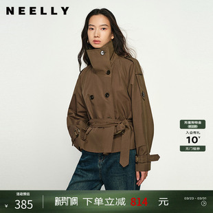 通勤风衣外套女休闲翻领气质上衣女 短款 NEELLY纳俪商场同款 春新款