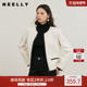 NEELLY纳俪商场同款 黑白撞色毛呢外套女正肩显瘦上衣 经典 冬季 新款