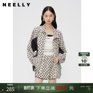 女春秋花夹克薄外套百搭短裤 套装 休闲宽松时尚 NEELLY纳俪商场同款
