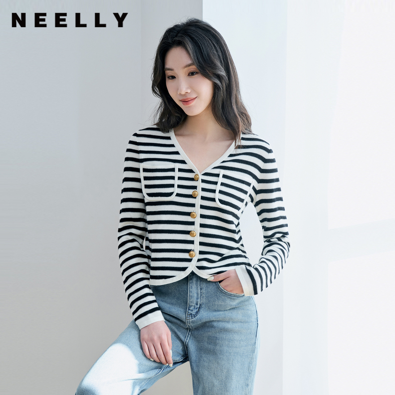 NEELLY纳俪商场同款条纹针织衫
