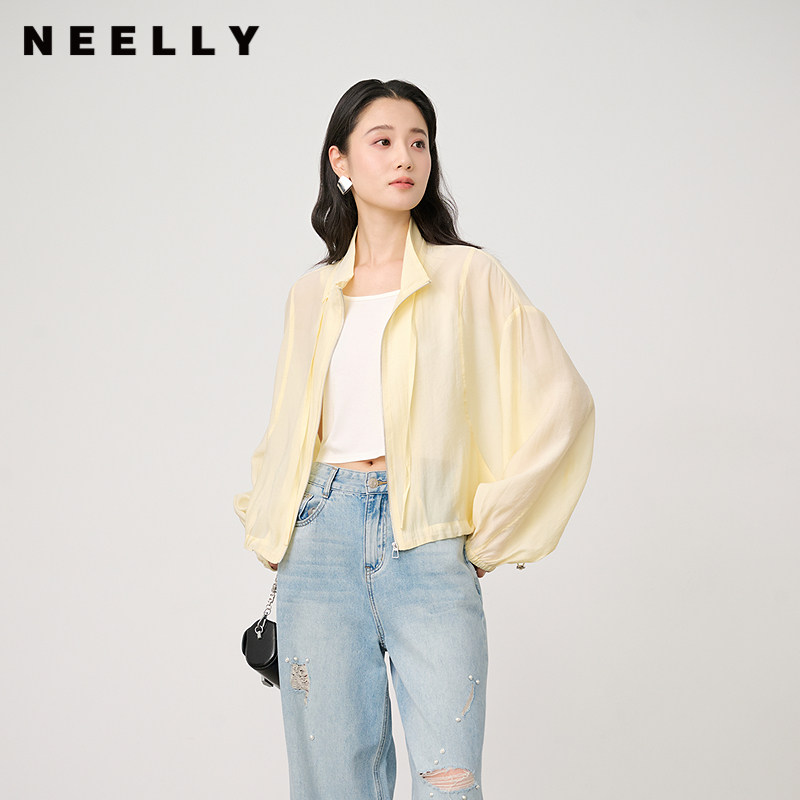 NEELLY纳俪商场同款夏新款宽松轻薄长袖短外套女气质休闲简约上衣