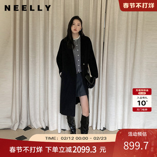NEELLY纳俪商场同款冬季新款山羊绒高级气质双面呢大衣女羊毛外套