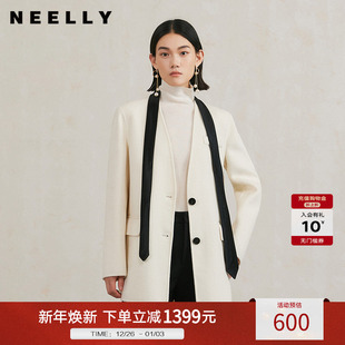 气质通勤一手长双面呢大衣女羊毛外套 新款 NEELLY纳俪商场同款 冬季