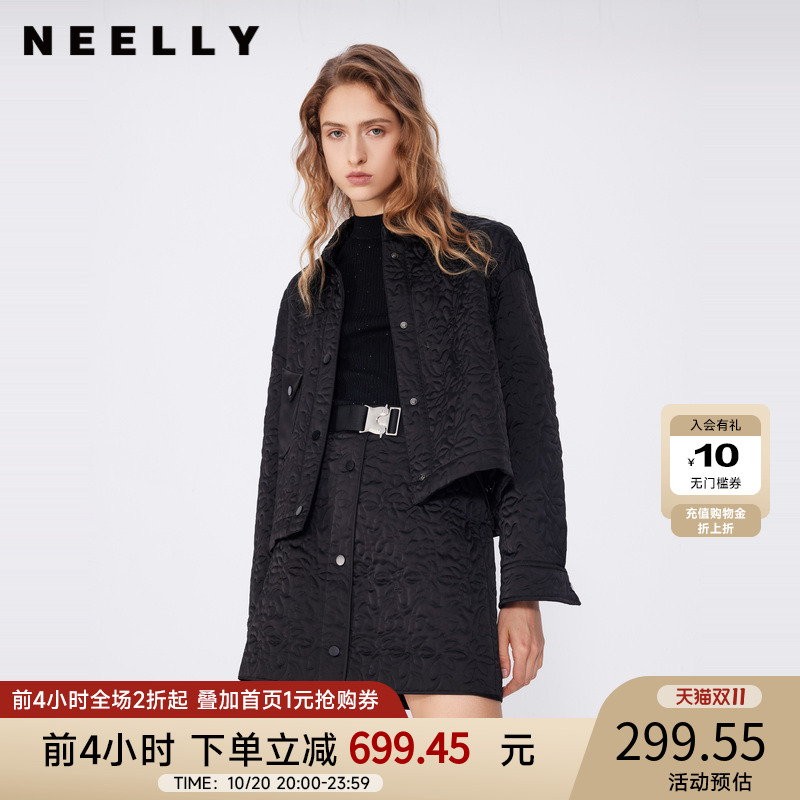 NEELLY纳俪翻领短款棉服外套