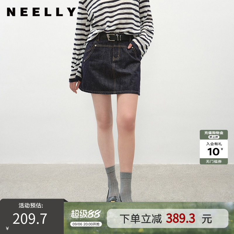 NEELLY纳俪商场同款夏季新款时尚显瘦牛仔半身裙女休闲百搭短裙