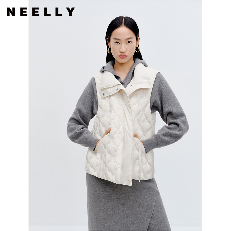NEELLY纳俪时尚通勤羽绒马甲女新款韩版短款宽松无袖保暖背心外套