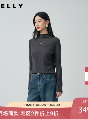 NEELLY纳俪商场同款冬季新款半高领针织打底衫女优雅气质套头上衣