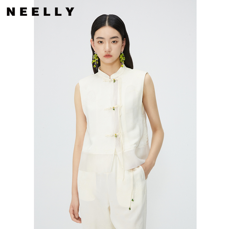 NEELLY纳俪国风流苏盘扣立领马甲