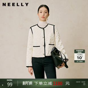白色菱格短款 新款 棉衣女通勤轻薄棉服外套 冬季 NEELLY纳俪商场同款
