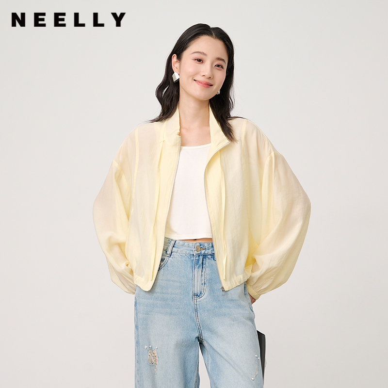 NEELLY纳俪商场同款夏新款宽松轻薄长袖短外套女气质休闲简约上衣