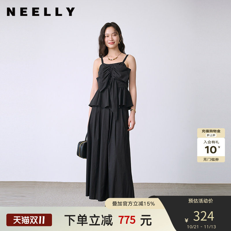 NEELLY纳俪商场同款夏新款时尚无袖吊带上衣两件套女个性百搭套装