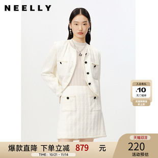 时尚 NEELLY纳俪商场同款 外套女新款 气质小香风短款 百搭上衣 秋季