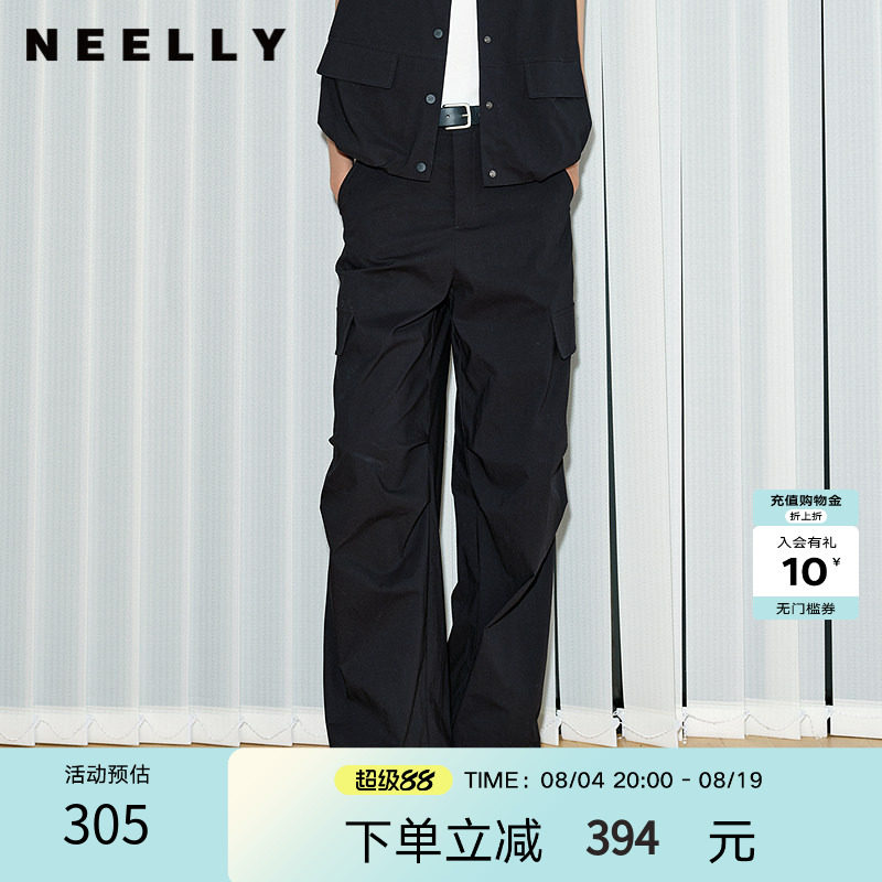 NEELLY纳俪商场同款春秋新款经典休闲工装裤女百搭舒适高级感长裤