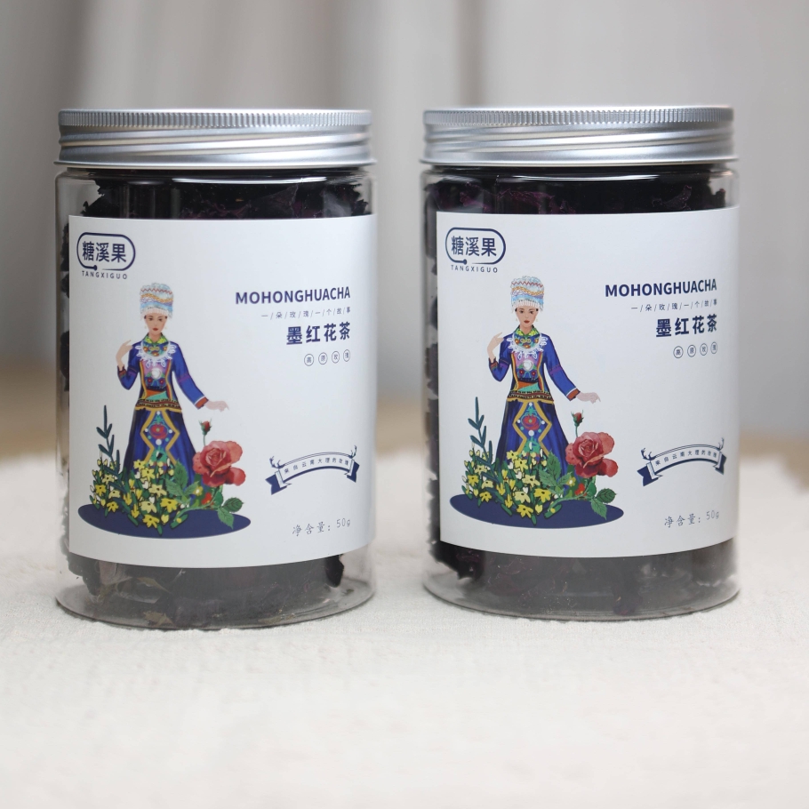 糖溪果云南大理头水墨红玫瑰花茶干玫瑰重瓣玫瑰养生茶50g*