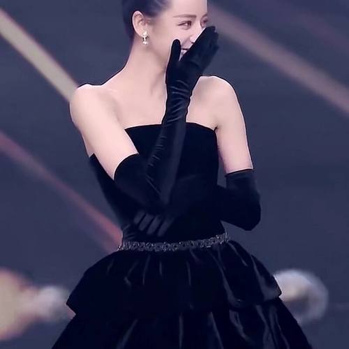 礼服手套黑色丝绒影楼结婚纱明星