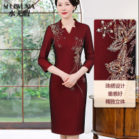 参加婚礼妈妈礼服连衣裙新品夏秋高贵洋气喜婆婆婚宴装敬酒服年轻