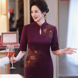 中年妈妈装 礼服大码 中年女装 喜妈妈喜婆婆 连衣裙953 简约大码