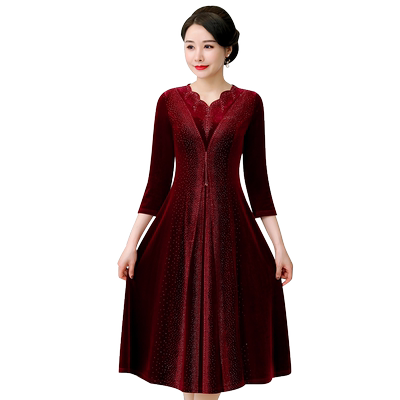 女儿妈妈装连衣裙结婚喜婆婆婚宴