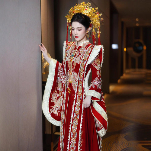 秀禾服新娘2025新款重工出阁宴婚服新中式凤冠霞帔龙凤褂嫁衣汉服