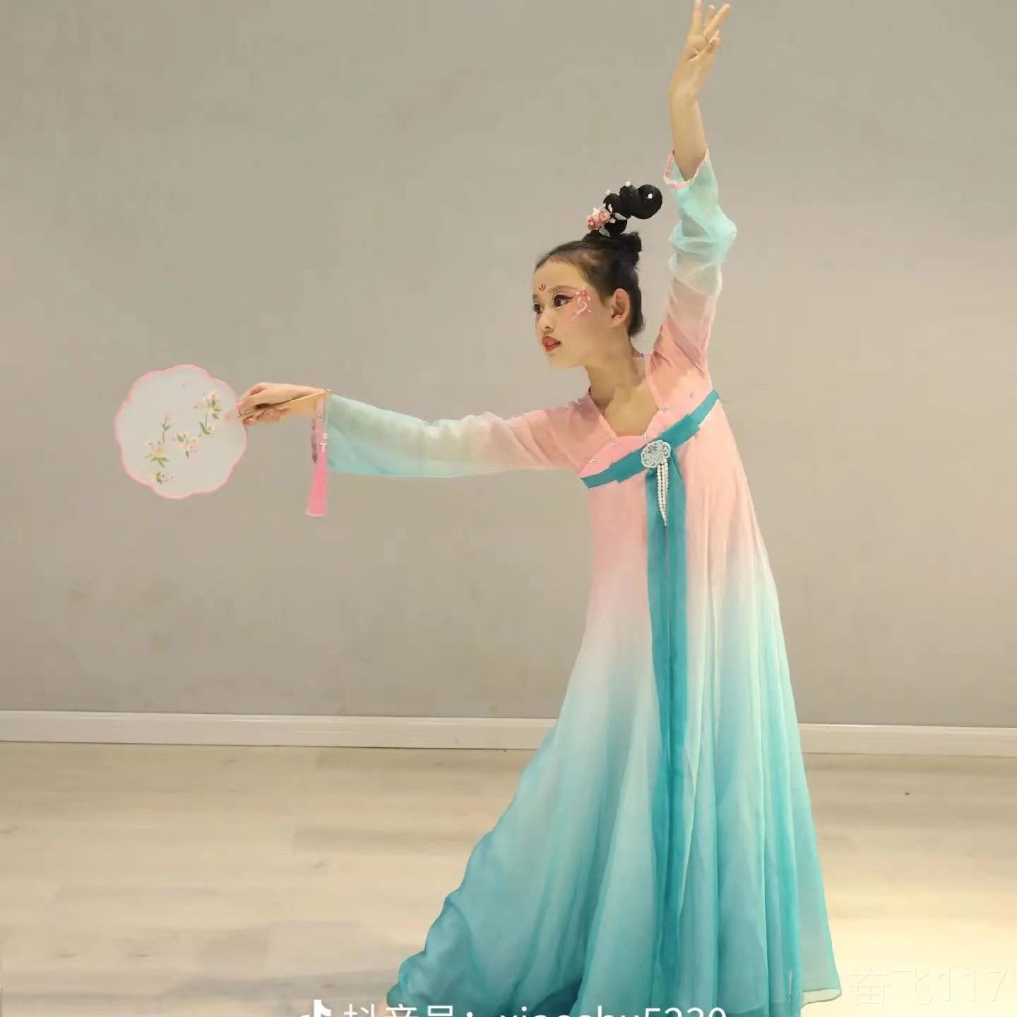 正品儿童古蹈典舞服玉灵表儿扇子舞蹈演服女童汉唐飘纱衣汉唐演出