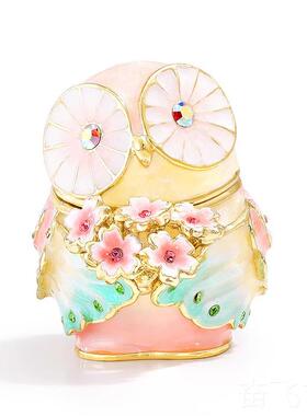 正品生日本Picas可爱猫头鹰迷你首饰小 便携耳钉盒盒饰l品收纳女