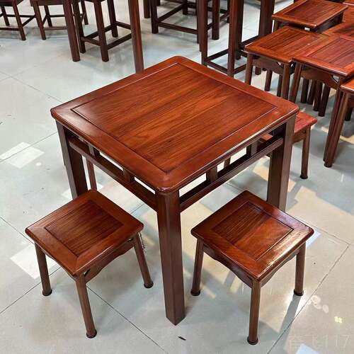正品乌金实木八用仙桌正方用形棋牌桌四方掼蛋专桌家新中餐桌椅式