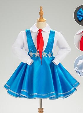 正品童合唱服演出服中小学儿红色生爱国朗诵表服装歌唱祖国女演童