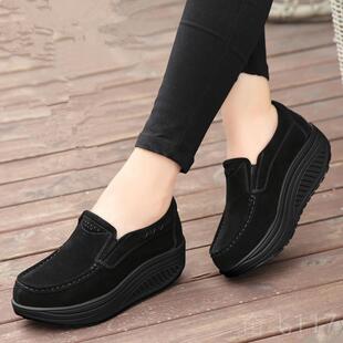 妈妈鞋 正品 中年松糕健鞋 厚运底动女鞋 软底摇摇鞋 女真皮2023春老款