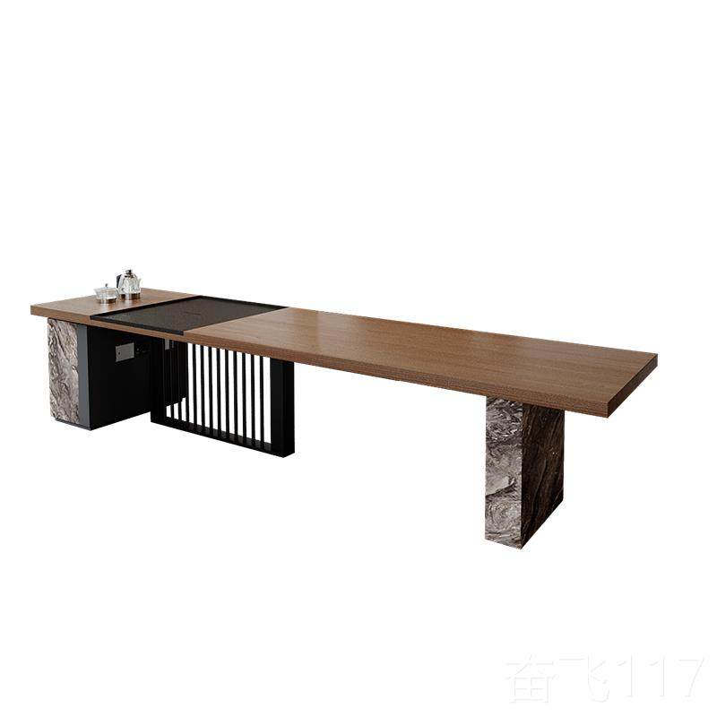 正品现简待实木茶几灰木大桌子新型中代式茶几办约公室接茶几椅子