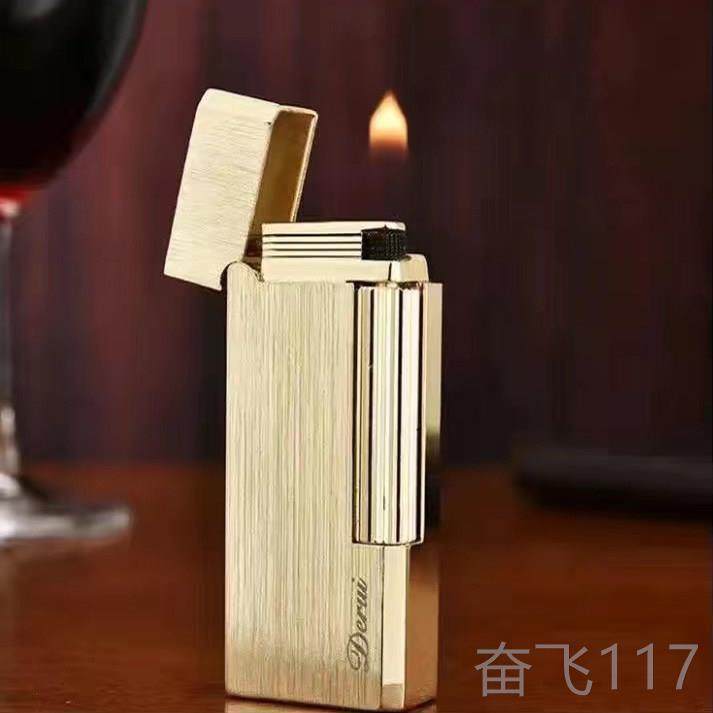 正品磨轮打打火机充气长版窄充款侧滑轮银色雕刻男士烟具礼品火气