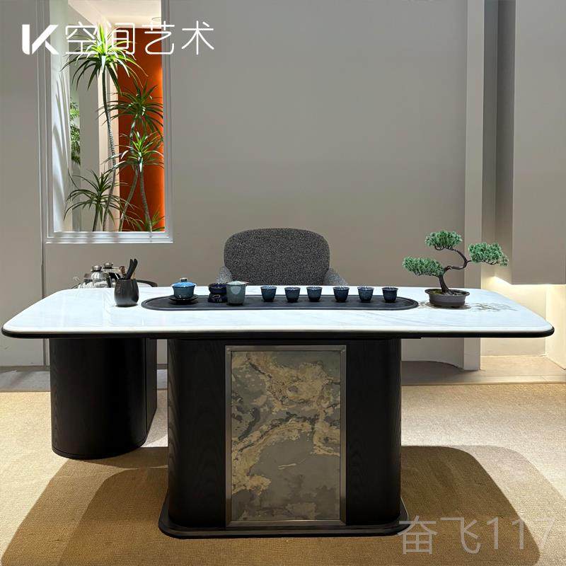 正品现代泡简木约轻室奢实岩板茶桌茶台茶茶桌办公室一体两用家用