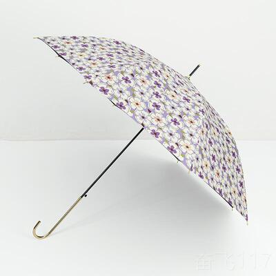 正品本复古太防阳花长柄黑胶晴伞晒超轻细直日骨自动开雨一甩干抗