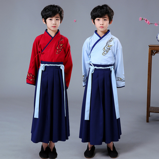汉服男童国学服中国风古装书童服装三字经弟子规儿童演出服小学生