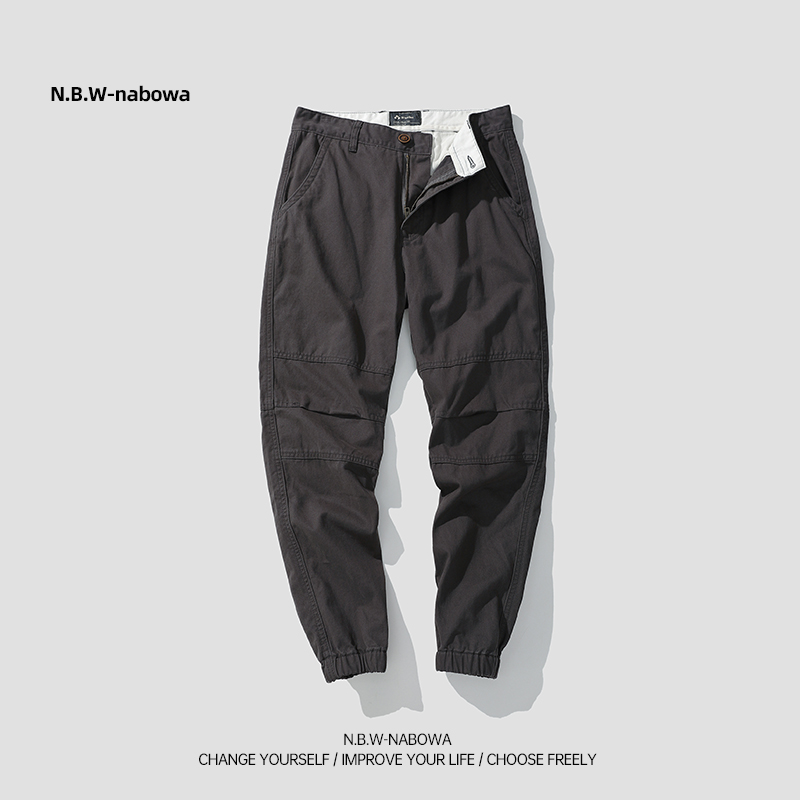 纯棉束脚裤美式宽松休闲裤