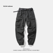 休闲裤 NBW高密工装 多口袋宽松阔腿日系 男潮 春秋重磅美式 裤 束脚裤