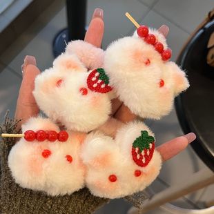 元旦新年儿童可爱毛绒兔子发圈不伤发毕业礼物送同学发夹毛绒发夹