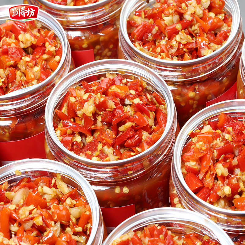 润哥坊冰镇剁椒王中猛辣400g湖南特产蒜蓉剁辣椒酱香辣下饭菜瓶装